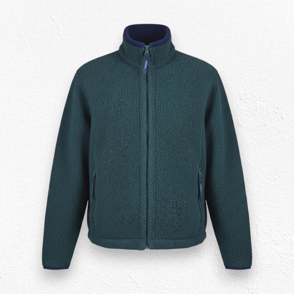 Vintage 90s LL Bean Green Fleece Jacket USA Full Zip Retro Sherpa Size Small